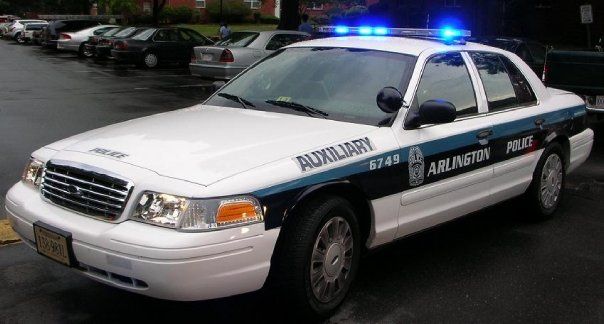 Arlington County Police Car Blocking The Street Around Arlington VA